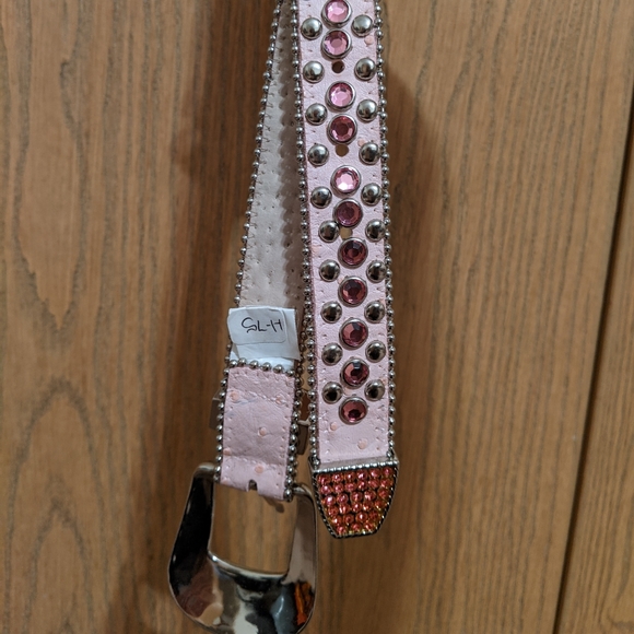 Pink Leather Embellished Belt main image 4